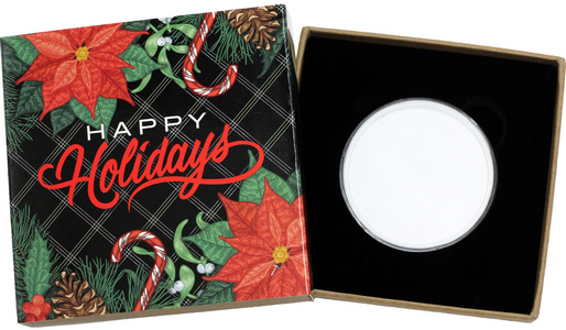 SilverTowne Natural Kraft Paper Gift Box with Happy Holidays Poinsettia Box Sleeve